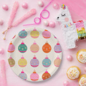 Retro farbenfrohe Weihnachtsbaumchen Pappteller (Party)