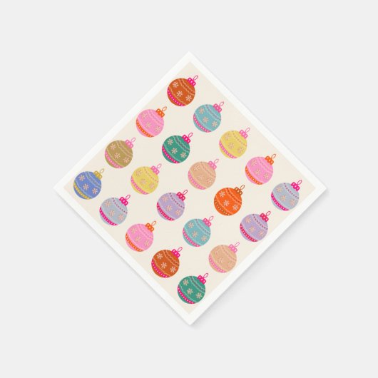 Retro farbenfrohe Weihnachtsbaumchen Serviette (Ecke)