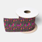 Retro farbenfrohe Weihnachtsbaumen Satinband (Spule)