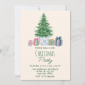Retro farbenfrohe Weihnachtsgeschenke Tree Party Einladung (Vorderseite)