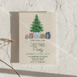 Retro farbenfrohe Weihnachtsgeschenke Tree Party Einladung