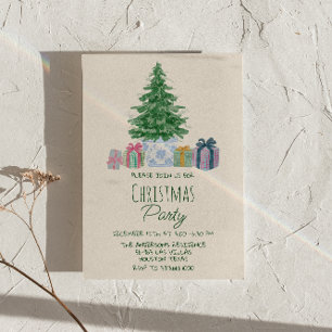 Retro farbenfrohe Weihnachtsgeschenke Tree Party Einladung