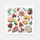 Retro farbenfrohe Weihnachtskekse Wasserfarben Mus Serviette (Vorderseite)