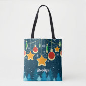 Retro farbenfrohe Weihnachtsschmuck Design Tote Ta Tasche (Vorderseite)