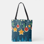 Retro farbenfrohe Weihnachtsschmuck Design Tote Ta Tasche (Rückseite)