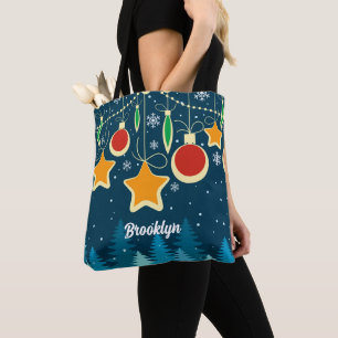 Retro farbenfrohe Weihnachtsschmuck Design Tote Ta Tasche
