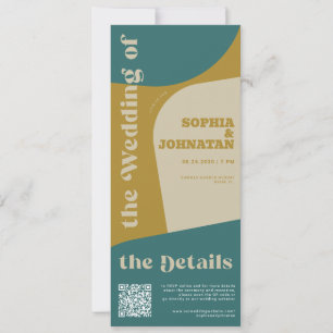 Retro farbenfrohe whimsi QR RSVP Details Hochzeit Einladung