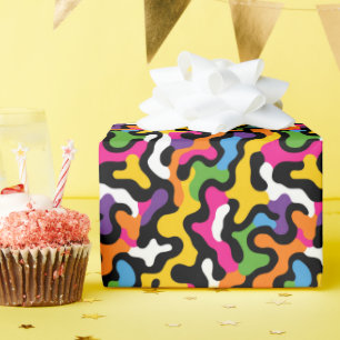 Retro farbenfrohe Wirbel Abstraktes Muster Funky2k Geschenkpapier