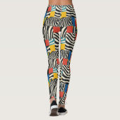 Retro farbenfrohe Zebra Block Gemusterte Leggings (Rückseite)