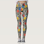 Retro farbenfrohe Zebra Block Gemusterte Leggings (Vorderseite)