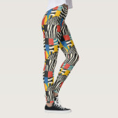 Retro farbenfrohe Zebra Block Gemusterte Leggings (Rechts)