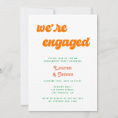 Retro farbenfroher 70er Wir sind Verlobte Engageme Einladung (Vorderseite)