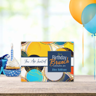 Retro farbenfroher 80er Geburtstagsfeier Ankündigu Postkarte