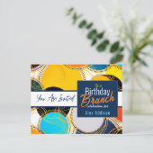 Retro farbenfroher 80er Geburtstagsfeier Ankündigu Postkarte (Stehend Vorderseite)