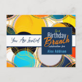 Retro farbenfroher 80er Geburtstagsfeier Ankündigu Postkarte (Vorderseite)