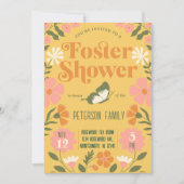 Retro farbenfroher Blumengarten Vorsorgedusche Einladung (Vorderseite)