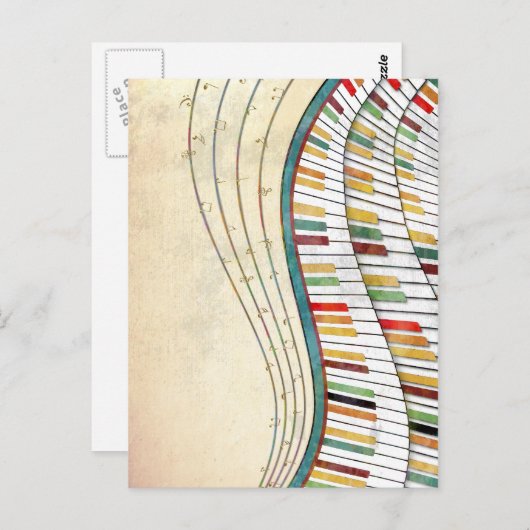 Retro farbenfroher Flügelpiano Postkarte (Vorne/Hinten)