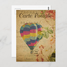 Retro farbenfroher Heißluftballon Postkarte