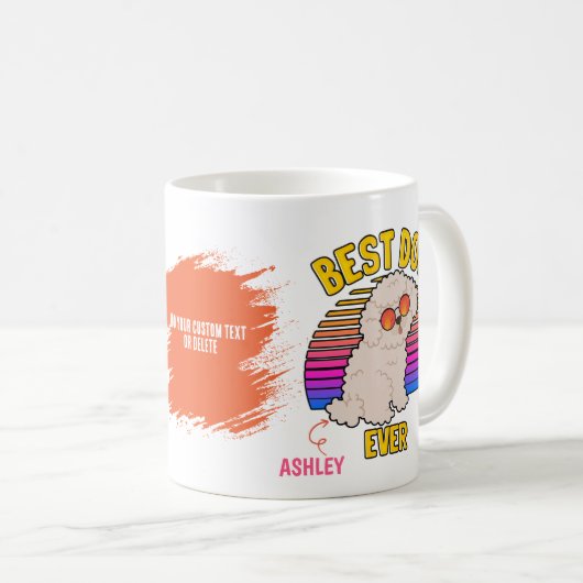 Retro farbenfroher, lustiger Poodle Hund Kaffeetasse (VorderseiteRechts)