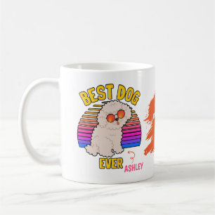Retro farbenfroher, lustiger Poodle Hund Kaffeetasse