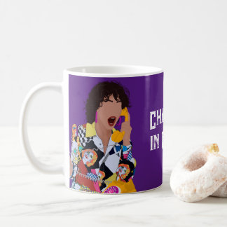 Retro Farbenfroher Pop Stilvolle Frauen-Holding-Te Kaffeetasse