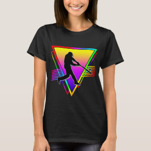 Retro-Farbenfroher Regenbogen-Baseball-Player Vint T-Shirt