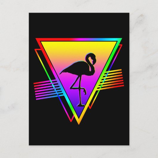 Retro Farbenfroher Regenbogen Moderner Flamingo Bi Postkarte (Vorderseite)
