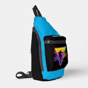 Retro Farbenfroher Regenbogen Skifahren Vintager S Crossbody Bag