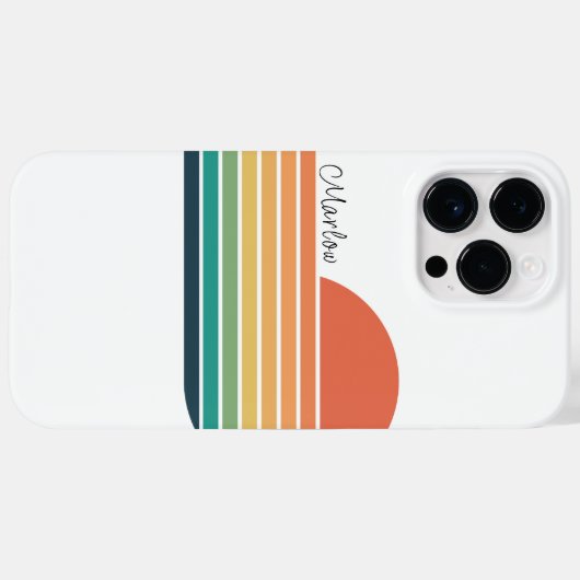 Retro farbenfroher Regenbogen Streifen Sonnenunter Case-Mate iPhone Hülle (Rückseite (Horizontal))