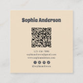 Retro Farbenfroher Sonnenbrand mit QR-Code - Elega Quadratische Visitenkarte (Rückseite)