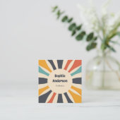 Retro Farbenfroher Sonnenbrand mit QR-Code - Elega Quadratische Visitenkarte (Stehend Vorderseite)