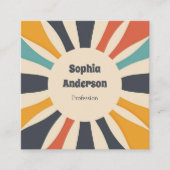 Retro Farbenfroher Sonnenbrand mit QR-Code - Elega Quadratische Visitenkarte (Vorderseite)