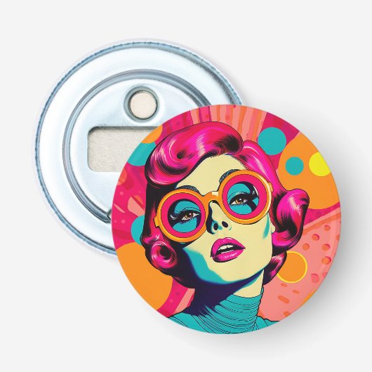 Retro farbenfrohes Geschenk, farbenfrohe Frau Flaschenöffner (Vorderseite)