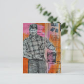 Retro-Farbenmann-Collage Postkarte (Stehend Vorderseite)