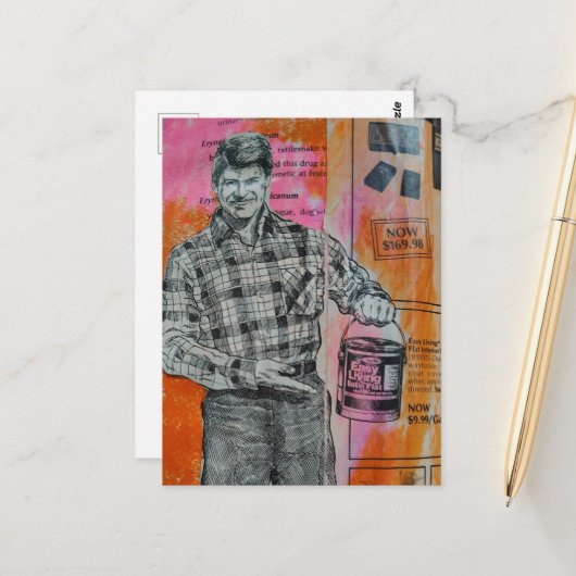 Retro-Farbenmann-Collage Postkarte (Vorderseite/Rückseite Beispiel)