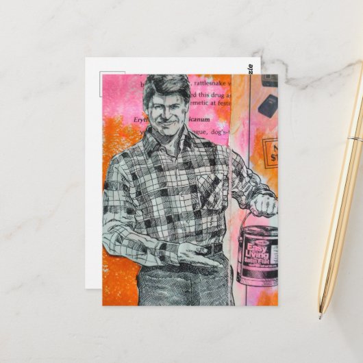 Retro-Farbenmann-Collage Postkarte (Vorderseite/Rückseite Beispiel)