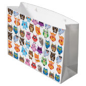 Retro Farbeulen-Muster Große Geschenktüte (Rückseite Schrägansicht)