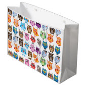 Retro Farbeulen-Muster Große Geschenktüte (Vorderseite Schrägansicht)