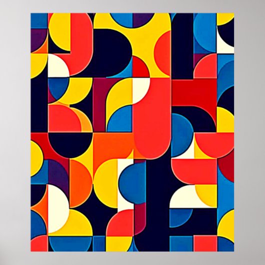 Retro-Farbfeld-Geometrie-Kunst Poster (Vorne)