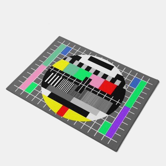 Retro Farbfernsehtestschirm Fußmatte (Schrägansicht)
