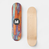 Retro Farbhölzernes Korn-Beschaffenheits-Monogramm Skateboard (Vorderseite)