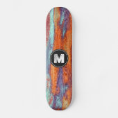 Retro Farbhölzernes Korn-Beschaffenheits-Monogramm Skateboard (Vorderseite)