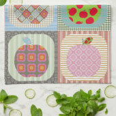 Retro-farbige Apple-Patchwork-Quilt Geschirrtuch (Gefaltet)