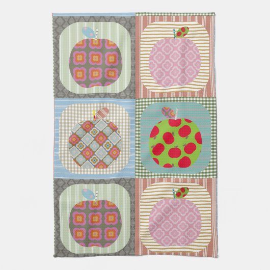 Retro-farbige Apple-Patchwork-Quilt Geschirrtuch (Vertikal)