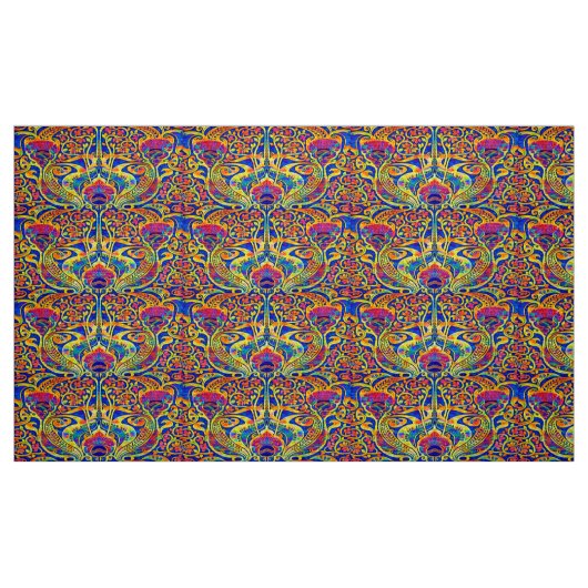 Retro-farbige Art Nouveau-Muster Stoff (Fat Quarter (45,7 x 55,9 cm))