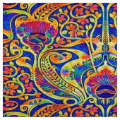Retro-farbige Art Nouveau-Muster Stoff (Nahaufnahme)