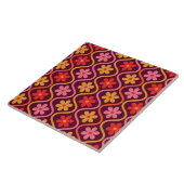 Retro-Farbige Blume auf dem Vintagen Ogee-Muster Fliese (Seite)