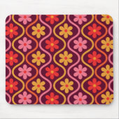 Retro-Farbige Blume auf dem Vintagen Ogee-Muster Mousepad (Vorne)