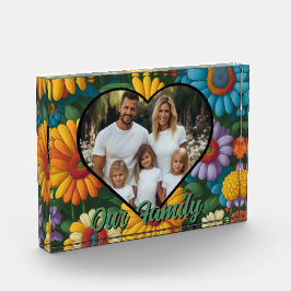 Retro farbige Blume Familienfoto-Vorlage Fotoblock