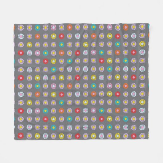 Retro-farbige Blume Fleecedecke (Vorderseite (Horizontal))